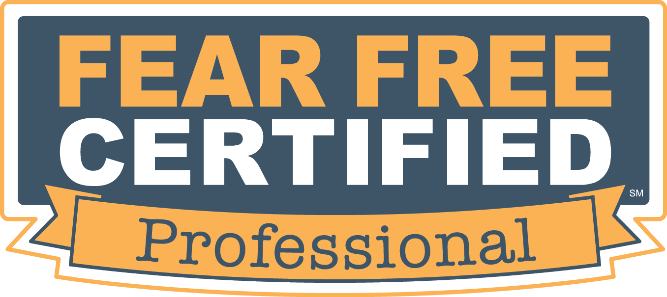 Fear Free Certified logo - which indicates Expert professional with Fear Free certification, dedicated to creating a safe and comfortable atmosphere.