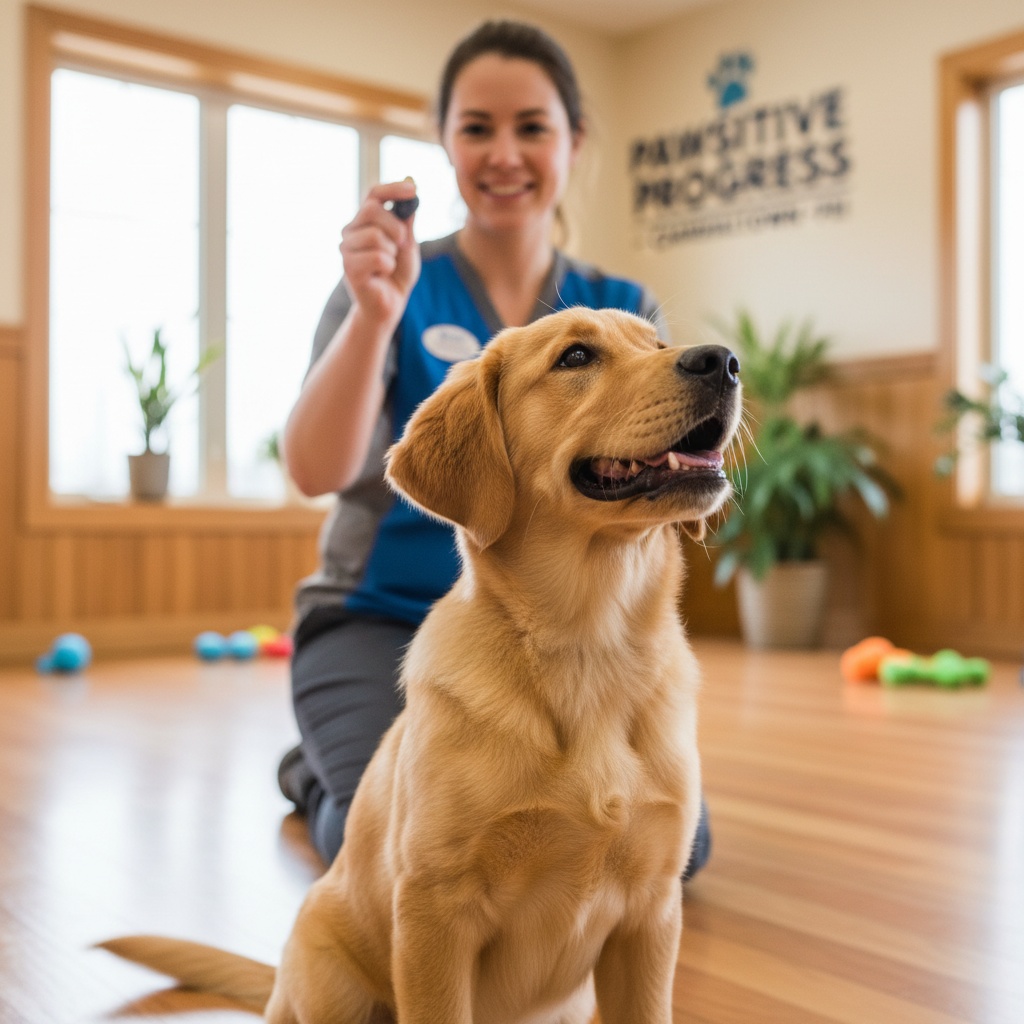 "10-week-old golden retriever puppy during positive reinforcement training session in Charlottetown"
